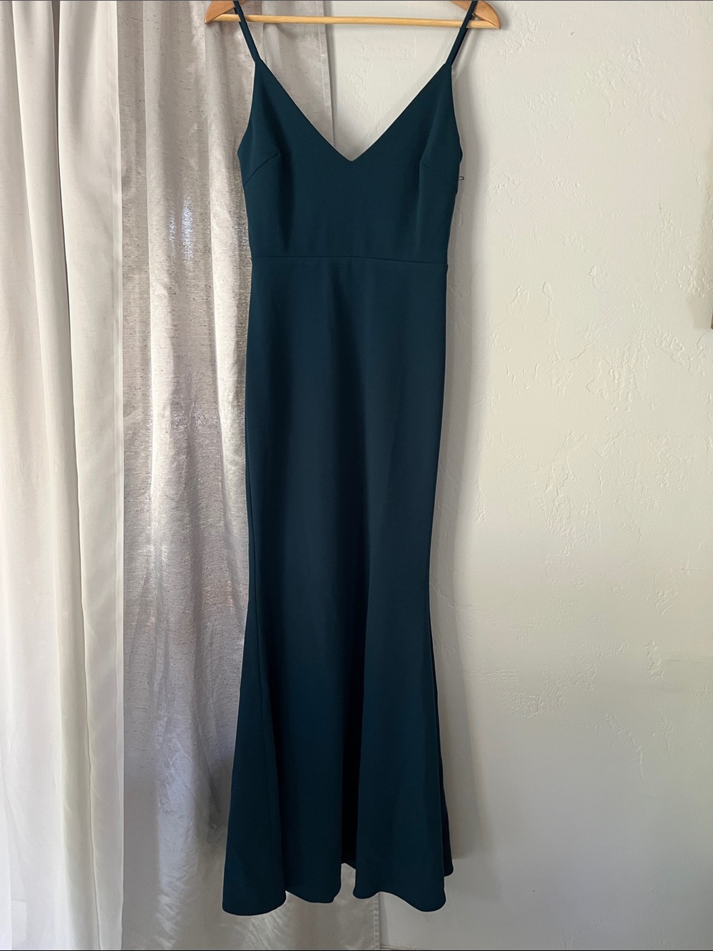 Lulu's Teal V-Neck Spaghetti Strap Maxi Dress